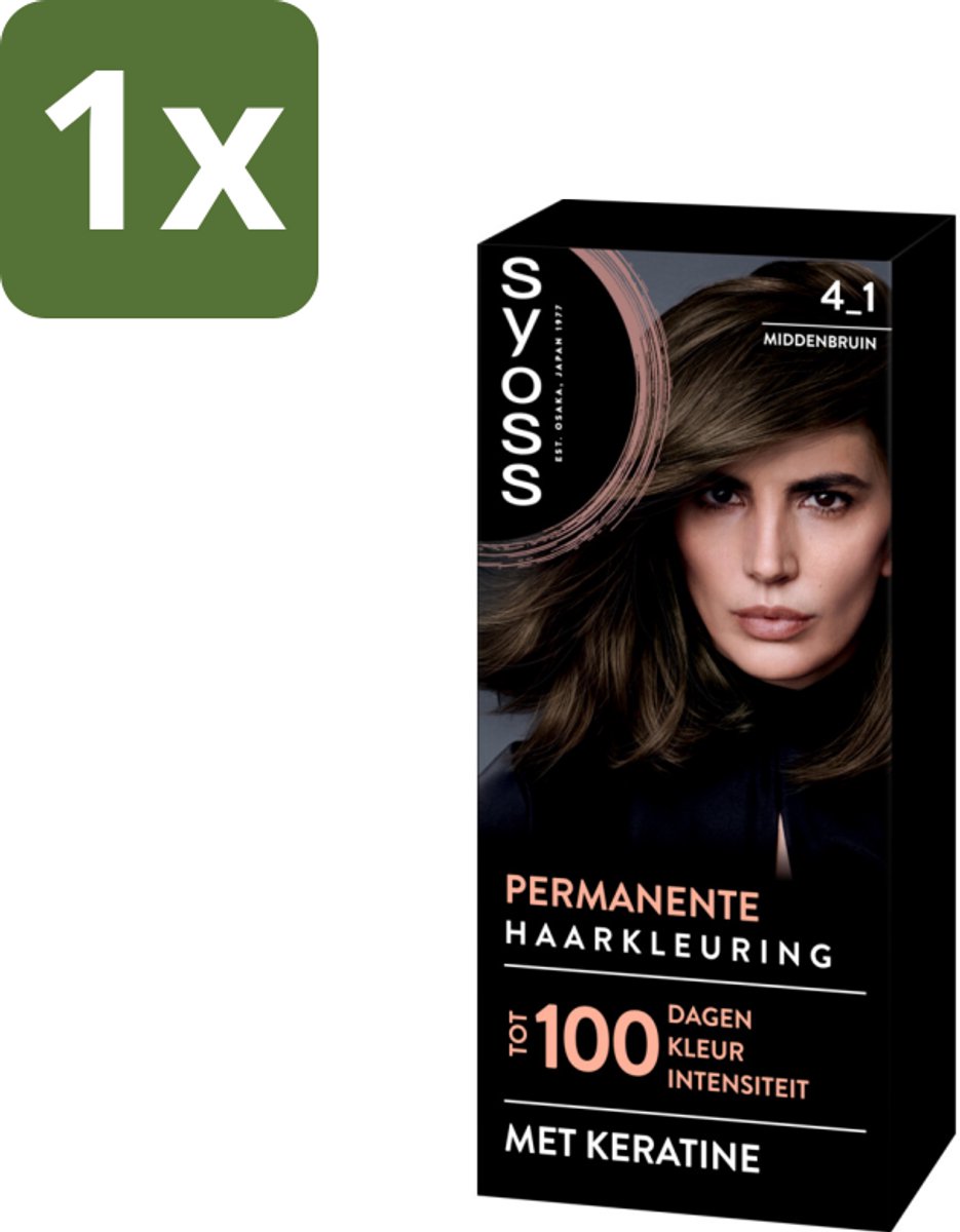 1 x SYOSS - Coloration 4-1 Middenbruin - Haarverf - Grijsdekking - Vermindert Haarbreuk - Haarverf - Permanent Haarkleuren - Grijsdekking - Haarverf 4-1 - Haarverf Middenbruin