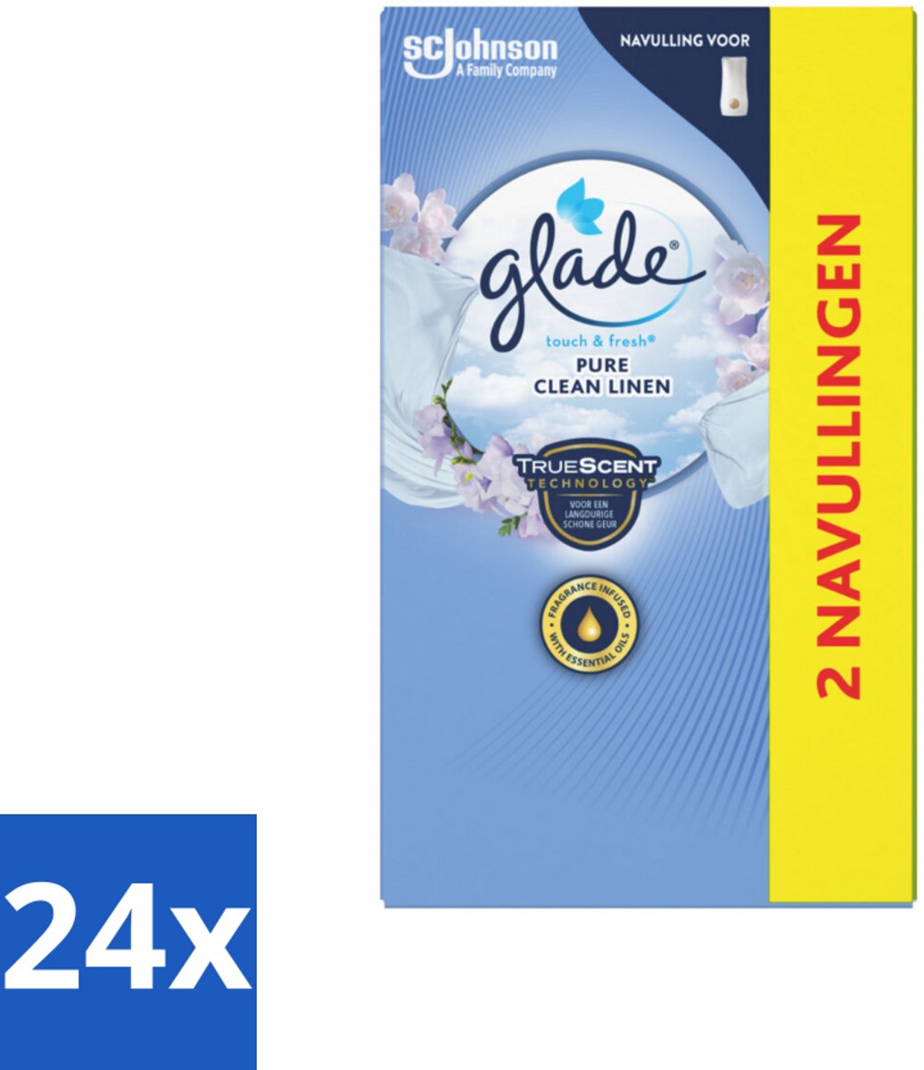 Glade - Touch & Fresh Navulling - Pure Clean Linen - 2 × 10 ml - Voordeelverpakking - 24 stuks