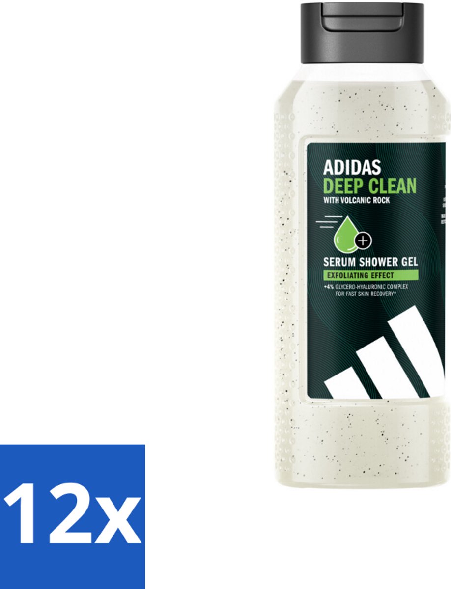 Adidas – Douchegel – Active Skin & Mind Deep Clean – 250 ml - Voordeelverpakking - 12 stuks
