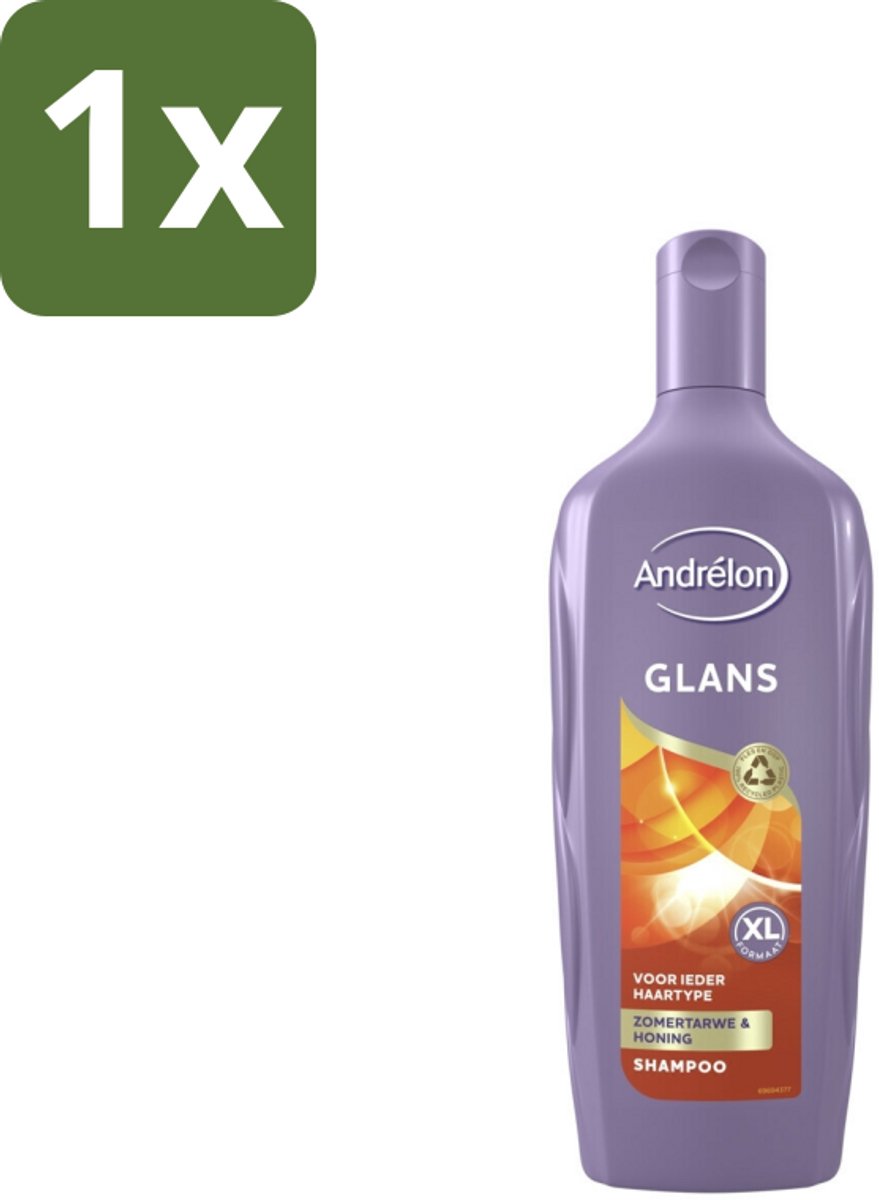 1 x Andrélon - Glans - Shampoo - 450 ml - Haar Glans - Natuurlijke Glans - Zomertarwe Shampoo - Honing Shampoo - Gezond Haar