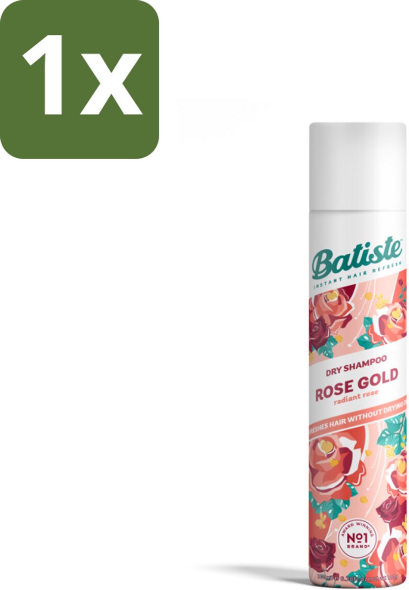 1 x Batiste - Rose Gold - Droogshampoo - Zachte Rozengeur - Verfrist en Zorgt Voor Volume - 200ml - Droogshampoo - Fris Haar - Roze Geur - Volume Haar - Haarkleur