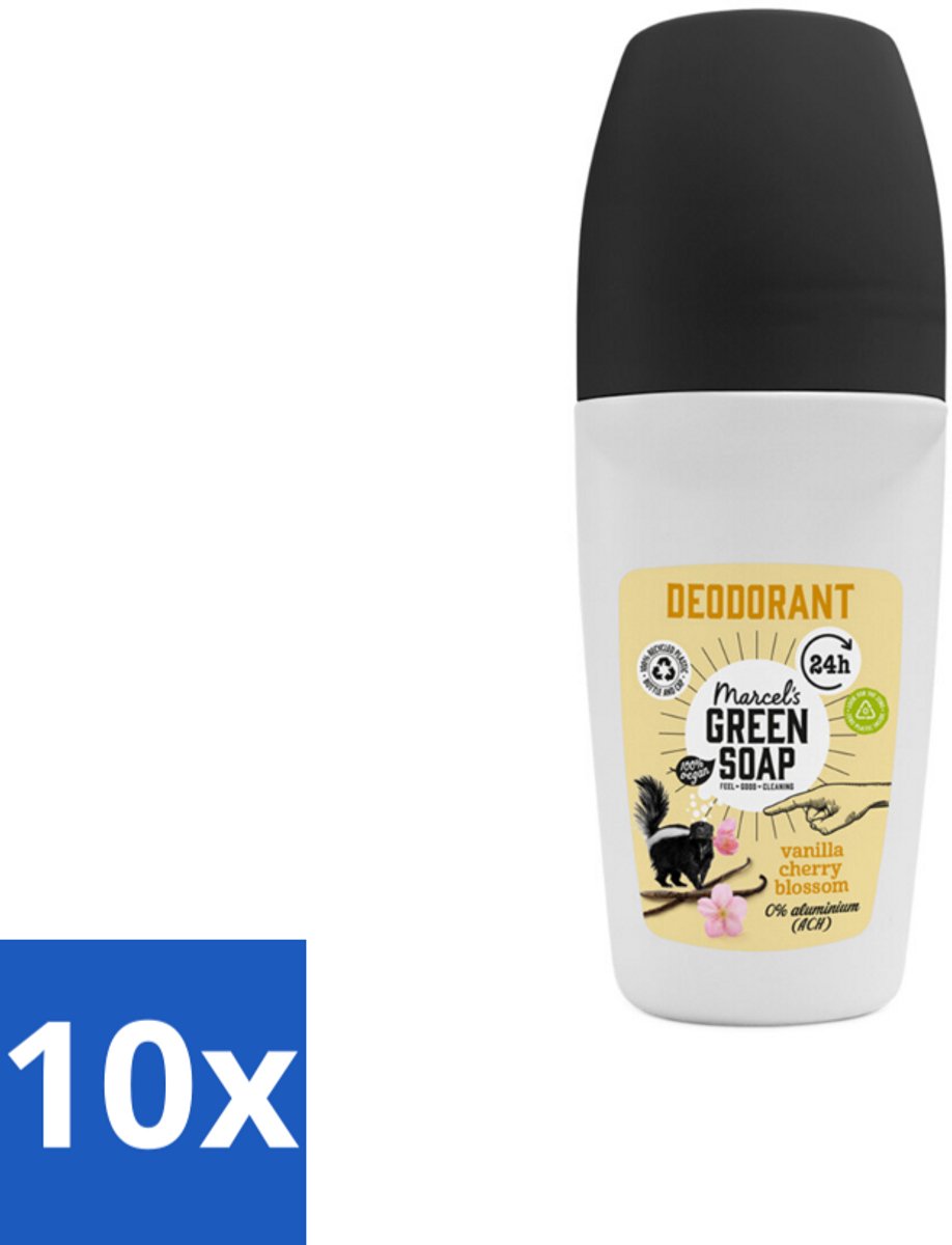10 x Marcel's Green Soap - Deodorant Roller - Vanilla & Cherryblossom - Langdurige frisheid - 50 ml - Deodorant Roller - Geur - Frisheid - Geur - Geur