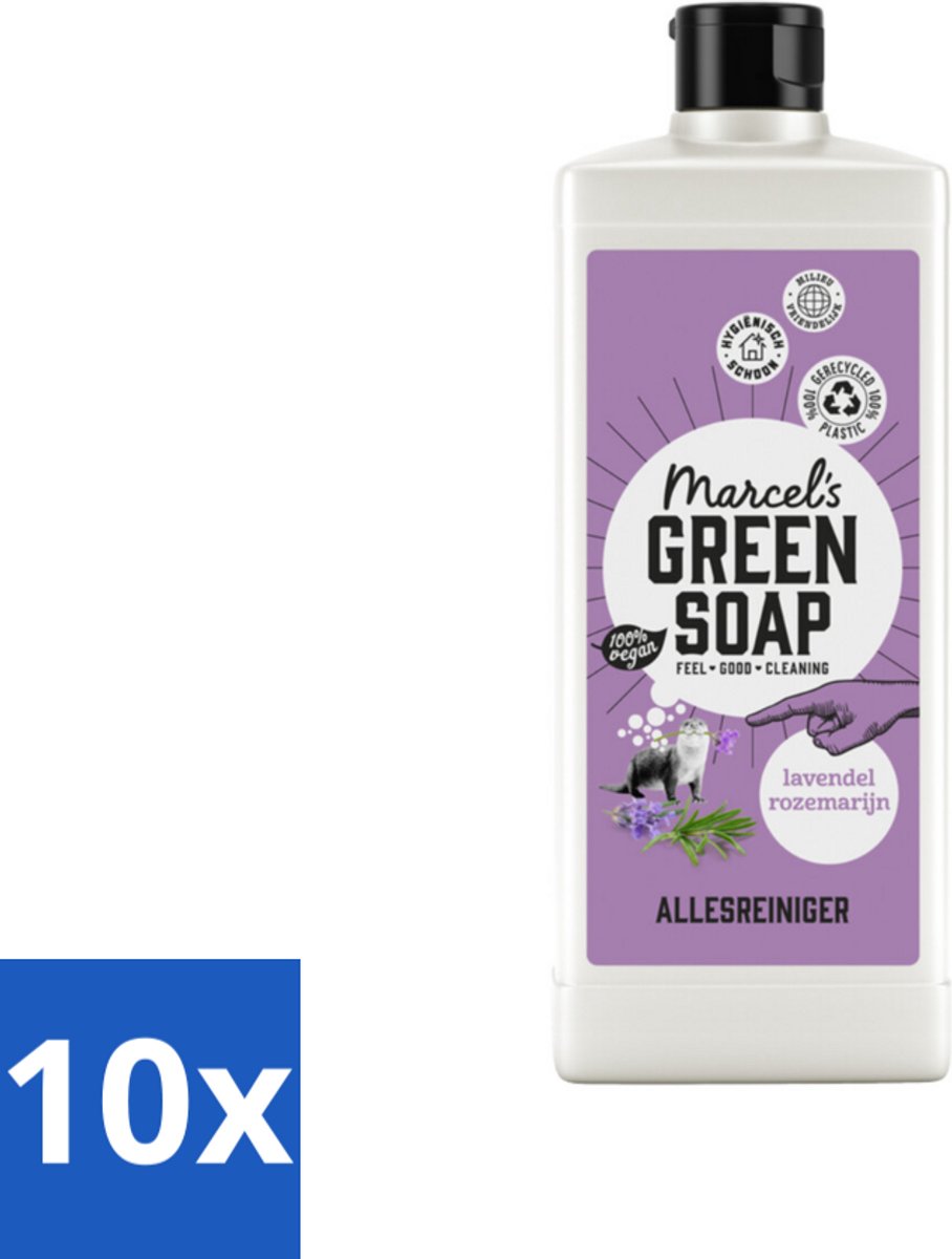 10 x Marcel's Green Soap - Allesreiniger - Lavendel & Rozemarijn - Natuurlijk & effectief - 750 ml - Allesreiniger - Natuurlijke Reiniger - Vet Verwijderen - Vuil Verwijderen - Milieuvriendelijke Reiniger