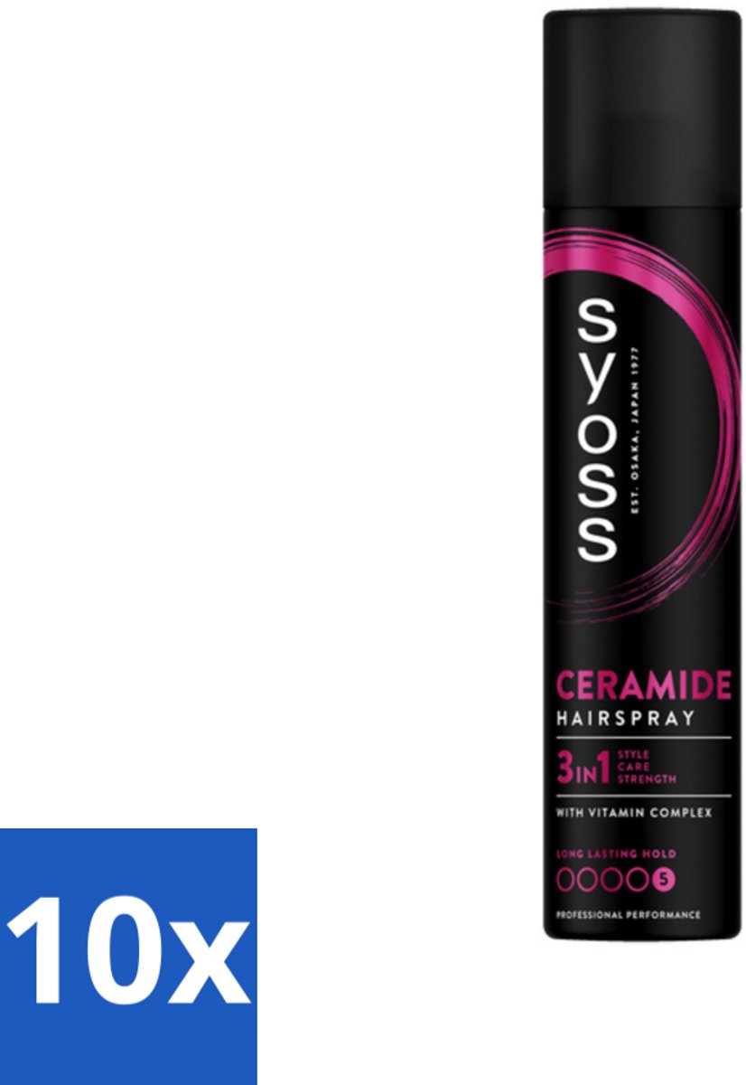 10 x Syoss - Ceramide - Haarspray - Herstelt Haarvezels - 300 ml - Haarspray - Haarherstel - Ceramide - Panthenol - Niacinamide