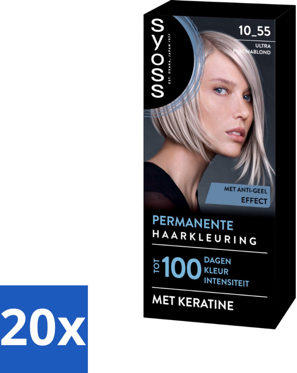 20 x SYOSS - Permanent Coloration 10-55 - Haarverf - Permanente Haarkleuring - Ultra Platina Blond - Grijsdekking - Haarverf - Permanente Haarkleuring - Grijsdekking - Ultra Platina Blond - Keratine