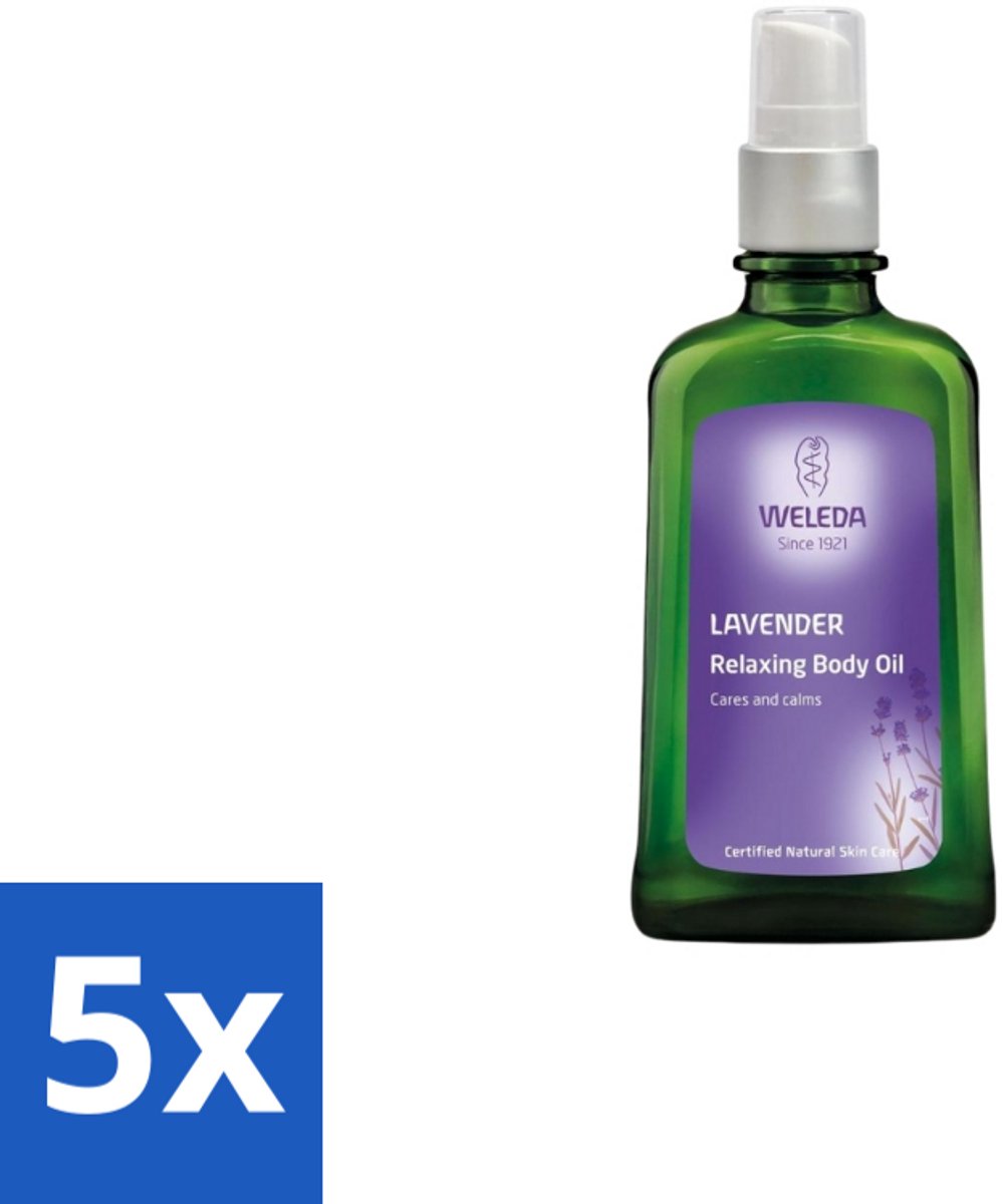 5 x WELEDA - Bodyolie Ontspannend - Lavendel - 100 ml - Voordeelverpakking - 5 stuks