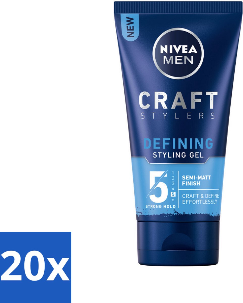 20 x NIVEA MEN - Styling Gel - Matte Finish - 150 ml - Styling Gel Voor Mannen - Matte Finish Haar - Haar Fixatie - Haar Verzorging - Vitamine E Haar