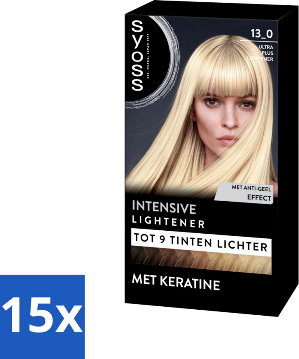 15 x SYOSS - Coloration 13-0 Ultra Plus Lightener - Haarverf - Grijsdekking - Vermindert Haarbreuk - Maximale Oplichting - Haarverf - Grijsdekking - Oplichting - Keratine - Haarverf Permanente