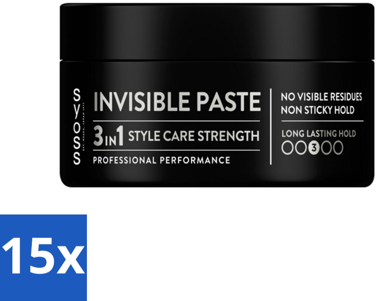 15 x SYOSS - Invisible Paste 100 ml - Haarpaste - Langdurige Styling - 100ml - Haarpaste - Haartypen - Haartypen Styling - Haartypen Styling Zonder Restjes - Haartypen Styling Zonder Alcohol