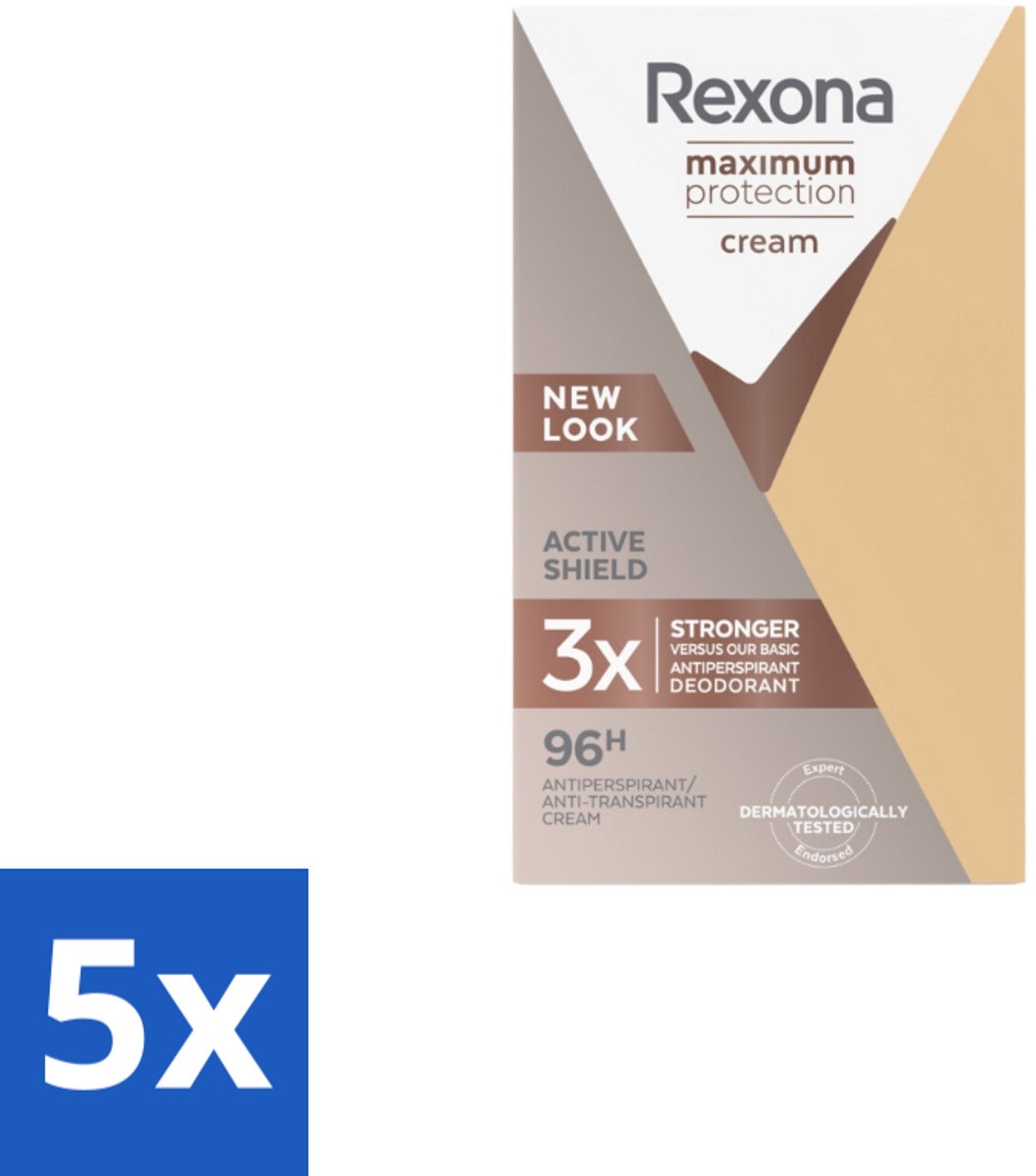 5 x Rexona - Deodorant Stick - Maximum Protection - Extra Sterke Bescherming - 45 ml - Extra Sterke Bescherming - Anti-transpirant Stick - Zweetbescherming - Deodorant Stick - 96 Uur Bescherming