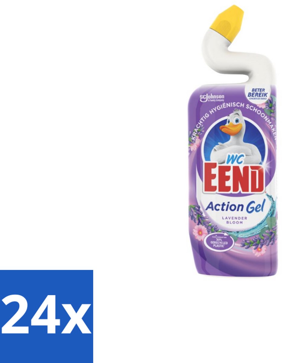 24 x WC Eend - Action Gel Lavender Bloom - Toiletreiniger - Fris & Krachtig - 750 ml - Toilet Schoonmaak - Toilet Reiniger - Lavendel Geur - Kalkaanslag Verwijderen - Toiletblokken