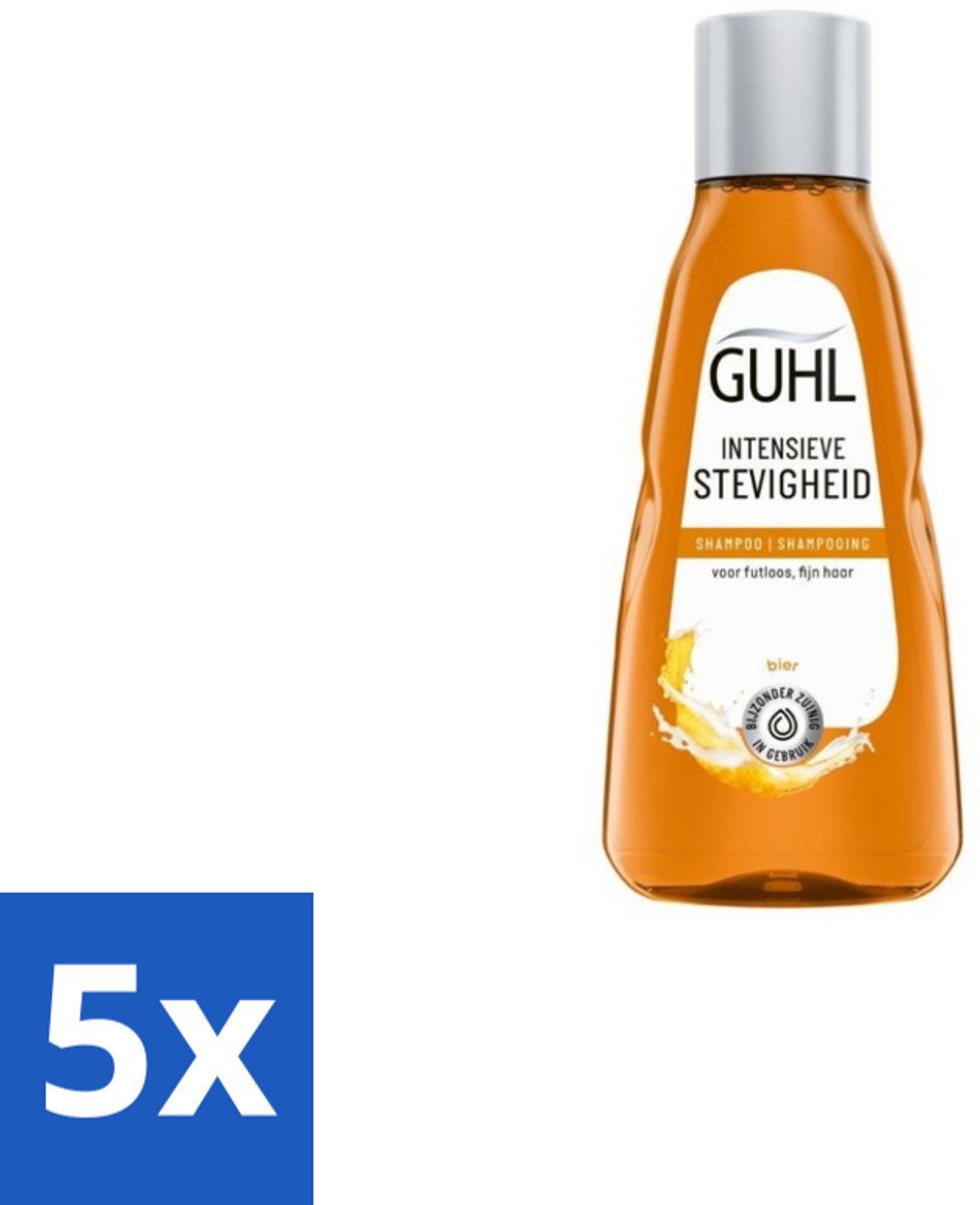 5 x Guhl - Shampoo Mini - Intensieve Stevigheid - 50 ml - Haarversterking - Intensieve Stevigheid - Fijn Haar Verzorging - Haarbreuk Verminderen - Volume Voor Fijn Haar