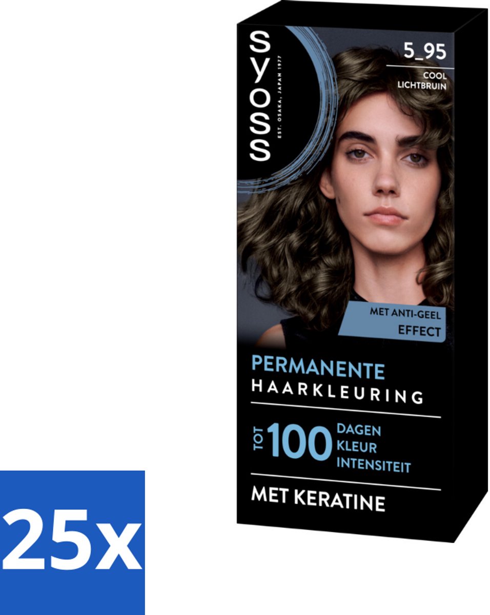 25 x SYOSS - Permanent Coloration 5-95 - Haarverf - Permanente Haarkleuring - Cool Lichtbruin - Grijsdekking - Vermindert Haarbreuk - Haarverf - Permanent Coloration - Cool Lichtbruin - Grijsdekking - Haarverf Met Keratine