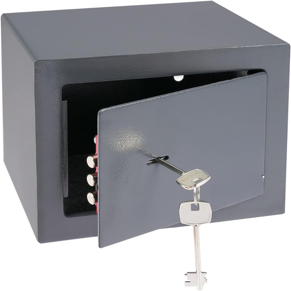 QUOVO® Kluis Brandwerend voor Geld - Kluis Brandwerend met Sleutel – Geldkluis – Kluis met Sleutel - Kluis Brandwerend en Inbraakwerend – Prive Kluis – Dubbele Boutvergrendeling – Antraciet - 17cm x 23cm x 17cm