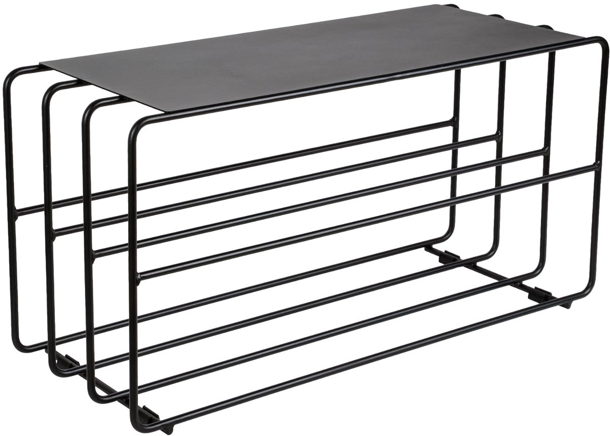 Famanu – Schoenenrek van metaal, zwart, met zitbank, schoenenopslag en organizer, 40 x 30 x 80 cm, ideaal voor buitengebruik