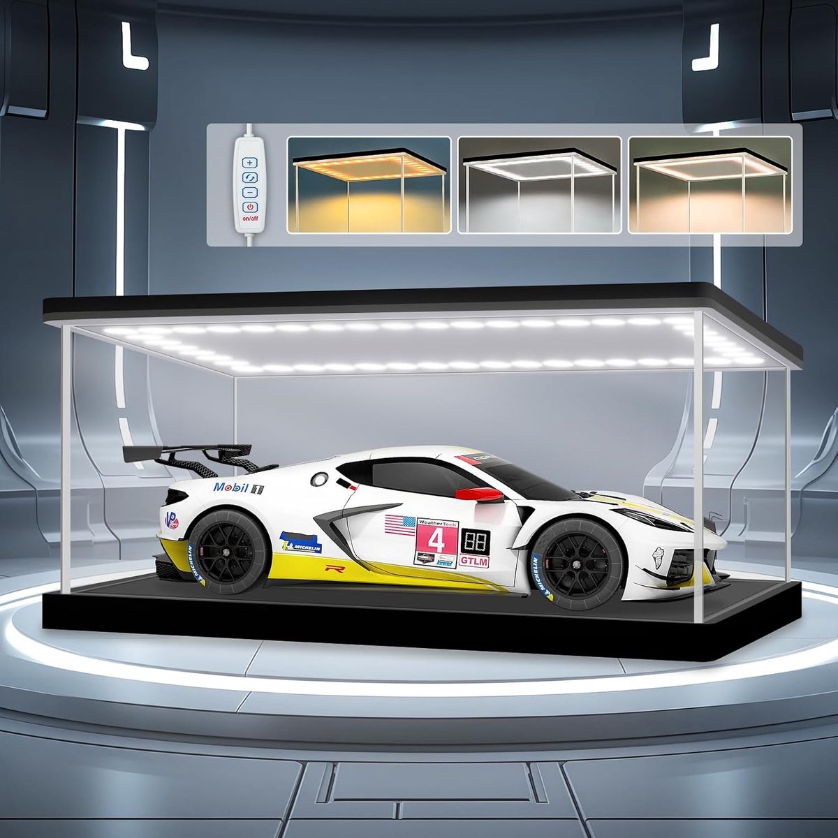 Display Case Acrylic / Display Case / Exhibition for Figures, Car Models, with LED Lighting, Home Assembly (18x12x16cm) - ShopVlot