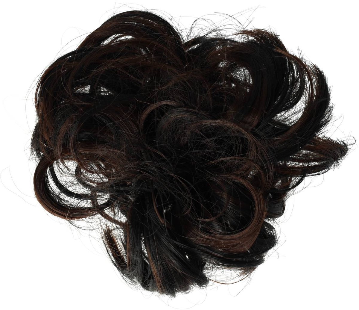 Haarsoires Haarelastiek Scrunchie – Imitatiehaar – Zwart Donkerbruin - Haarkrinkel - Haar Elastiek met Stof - Zacht & Haarvriendelijk
