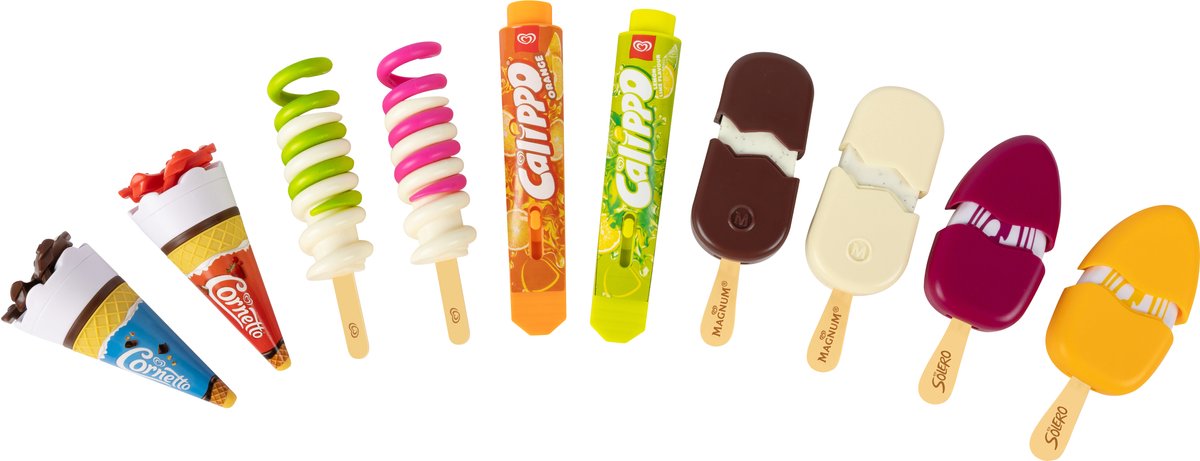 Casdon Ola set speelgoedijsjes – Set van 10 speelgoedijsjes | Met Calippo, Twister, Magnum, Cornetto en Solero