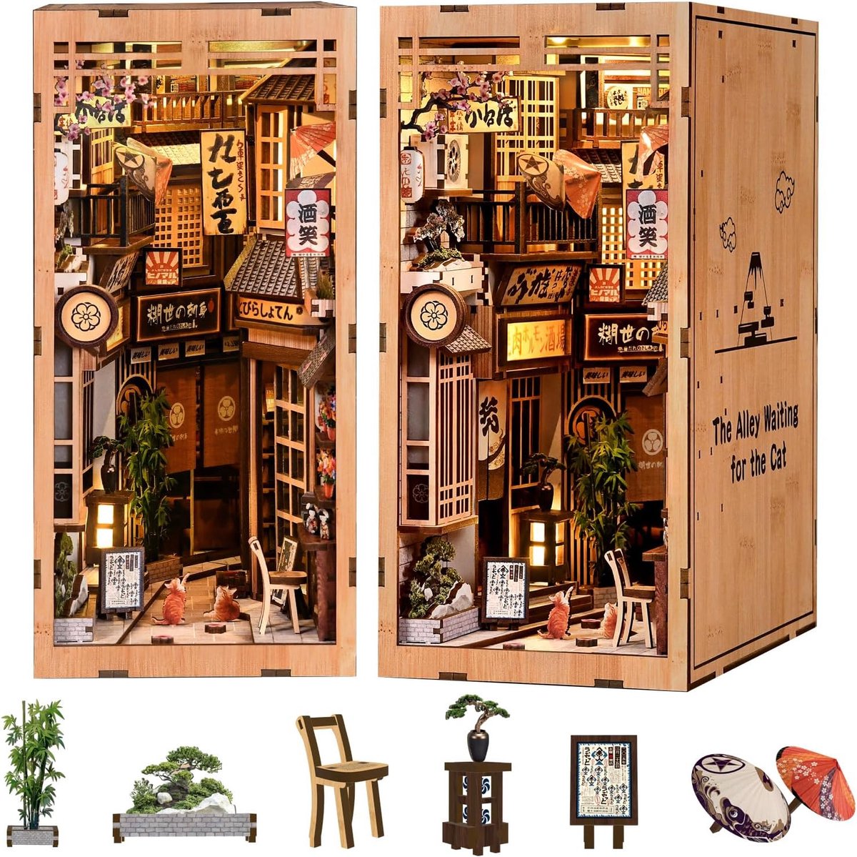Japanese DIY Book Nook Kit for Adults - DlY Miniature House Kit for Building, Dollhouse Kit 3D Wooden Puzzle with LED - ShopVlot