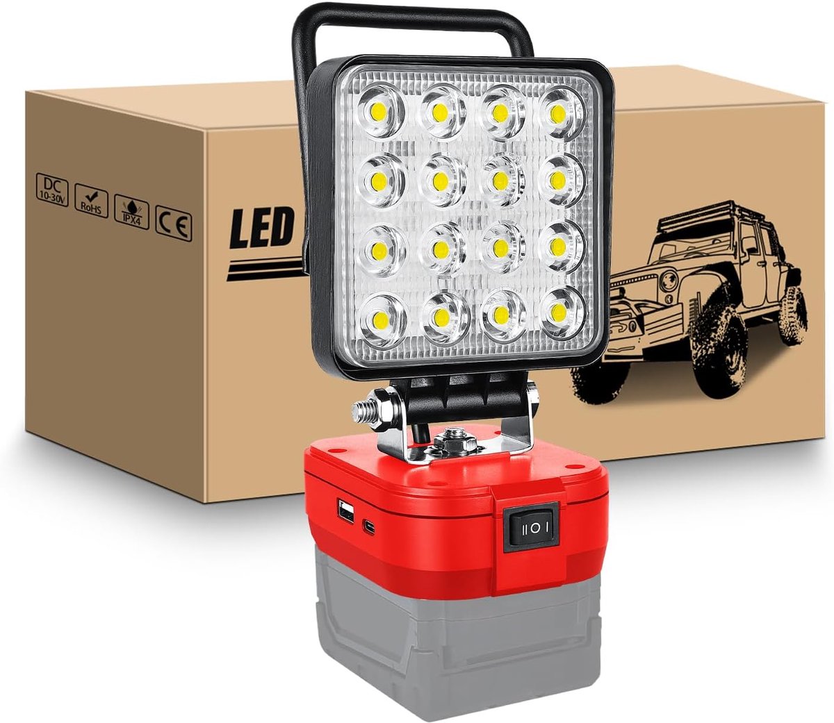 RIGIDON Battery Lamp for Milwaukee 18V Battery, 48W 4800LM Wireless LED Work Light Battery, LED Construction Light - ShopVlot