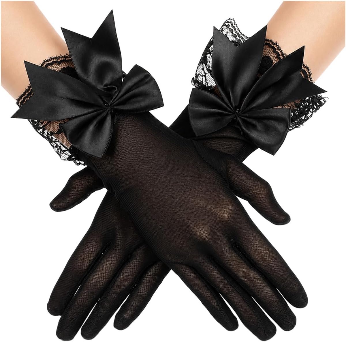 Zwarte Kanten Handschoenen Voor Vrouwen Vintage Tea Party - ShopVlot