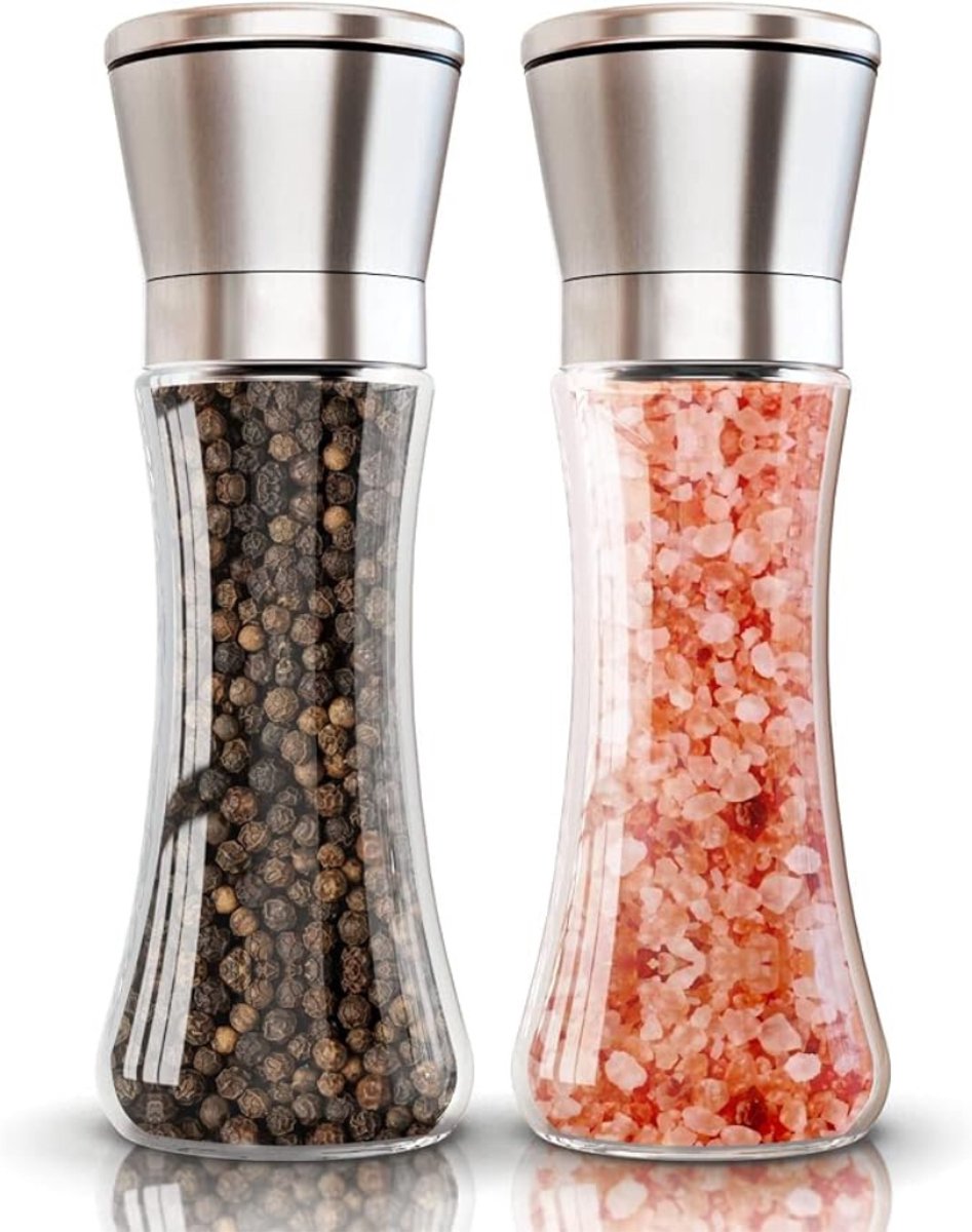 Verte Zout en Peper Molen Set - Zout- en Pepermolen Set - Instelbare Korrelgrootte - Fijne Zoutstrooiers - Hoogwaardige Behuizing van Keramisch Glas - Zout- en Pepermolens