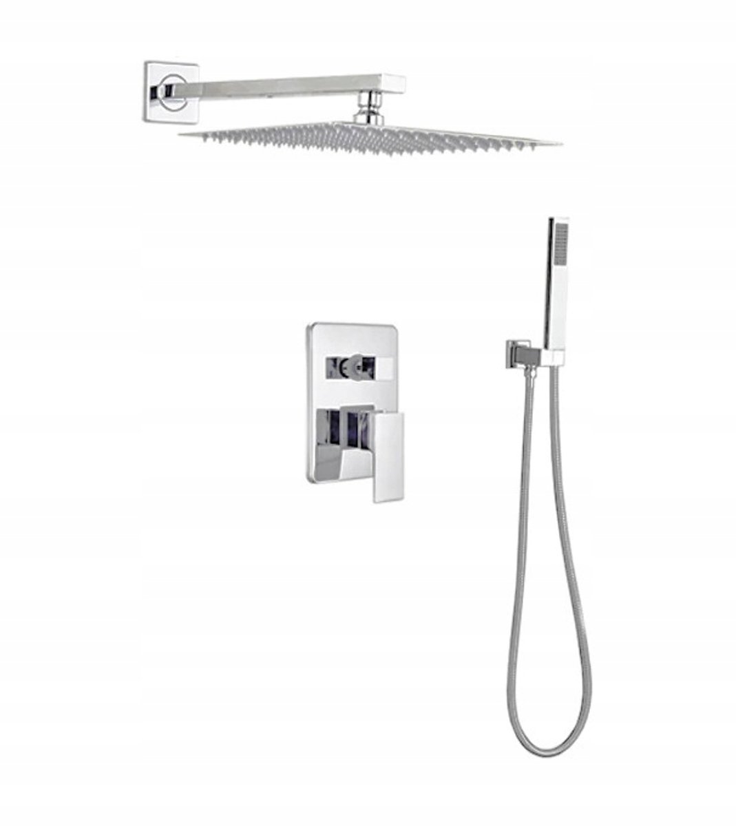 Inbouw Doucheset Chroom 40x40 cm met Regendouche en Handdouche