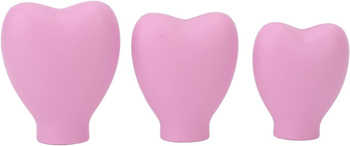 3Pcs Makeup Brush Cover Portable Silicone Heart Shaped Cosmetic Brush Protector for Women Girls Reusable Protective - ShopVlot