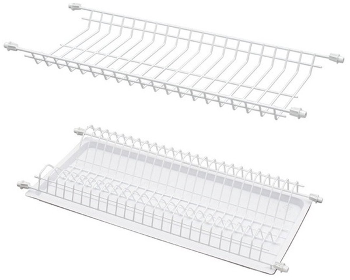 Wit RVS Afdruiprek voor Keukenkast 90cm - 2 Niveaus