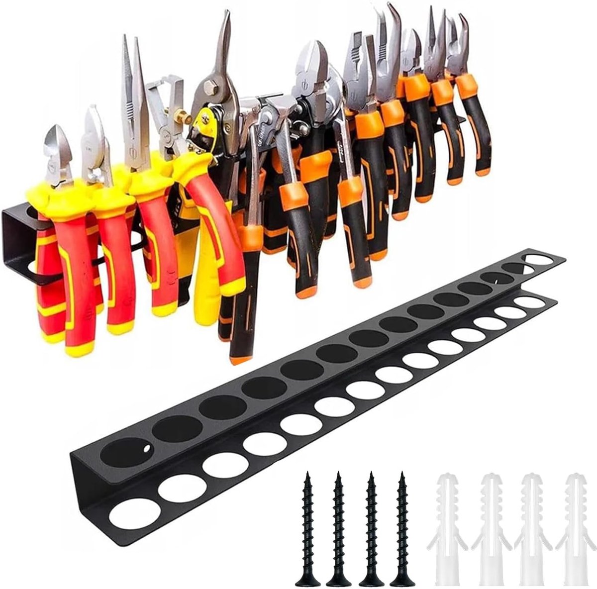 PARFCO Gereedschap-organizer, wandmontage, 40 cm schroevendraaieropbergplank, 14 metalen schroevendraaierhouder met - ShopVlot