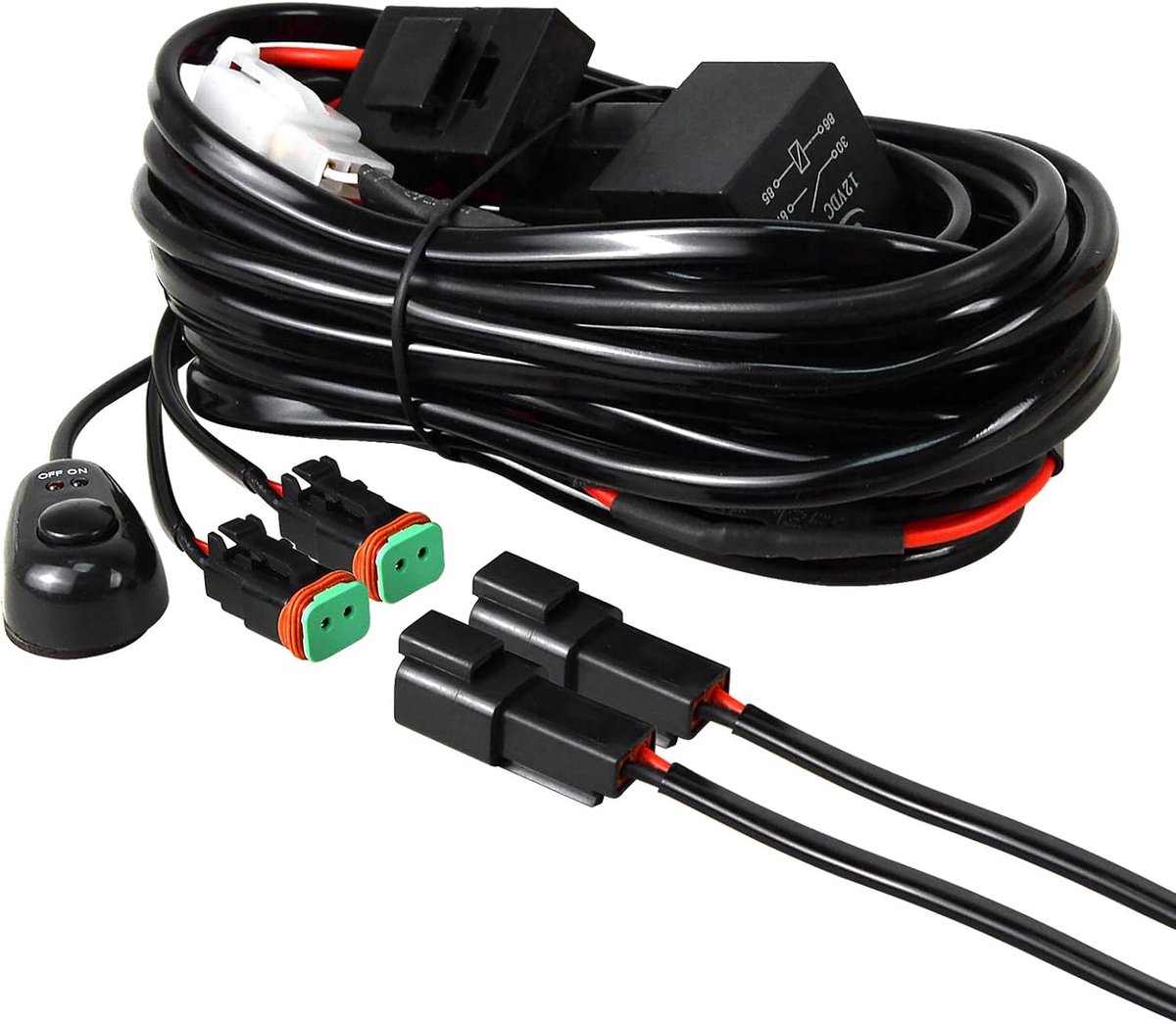 SKYWORLD Waterproof Wire Harness Wiring Harness Kit, 16AWG 12V 40A 2 Cable LED Light Bar Harness DT Connector for Car - ShopVlot
