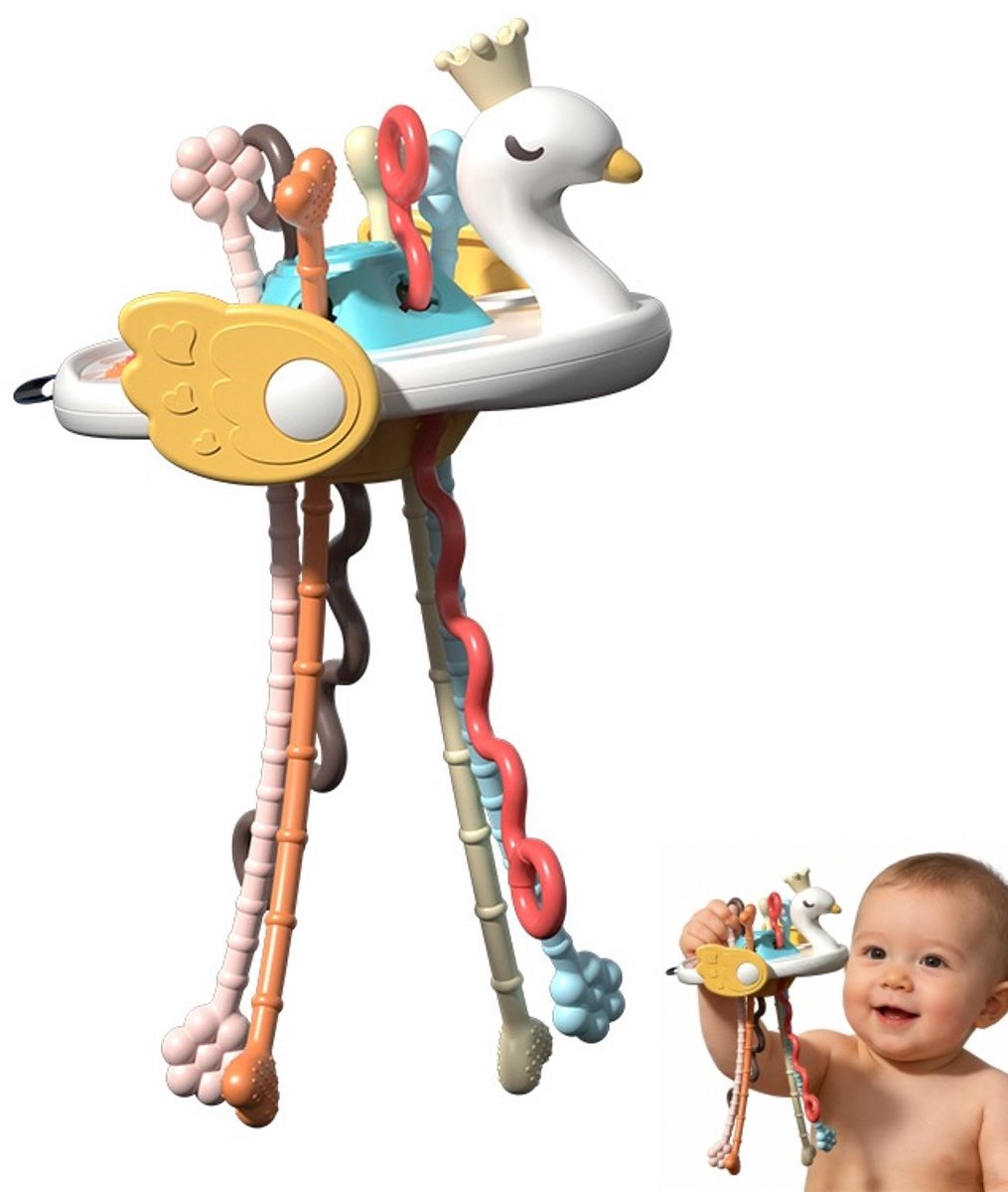 Casalora Baby Speelgoed – Bijtspeelgoed – Baby Bijtspeelgoed – Babyspeelgoed Vanaf 6 Maanden – Montessori Peuterspeelgoed – Cadeau voor Peuters – Geel Zwaanvorm