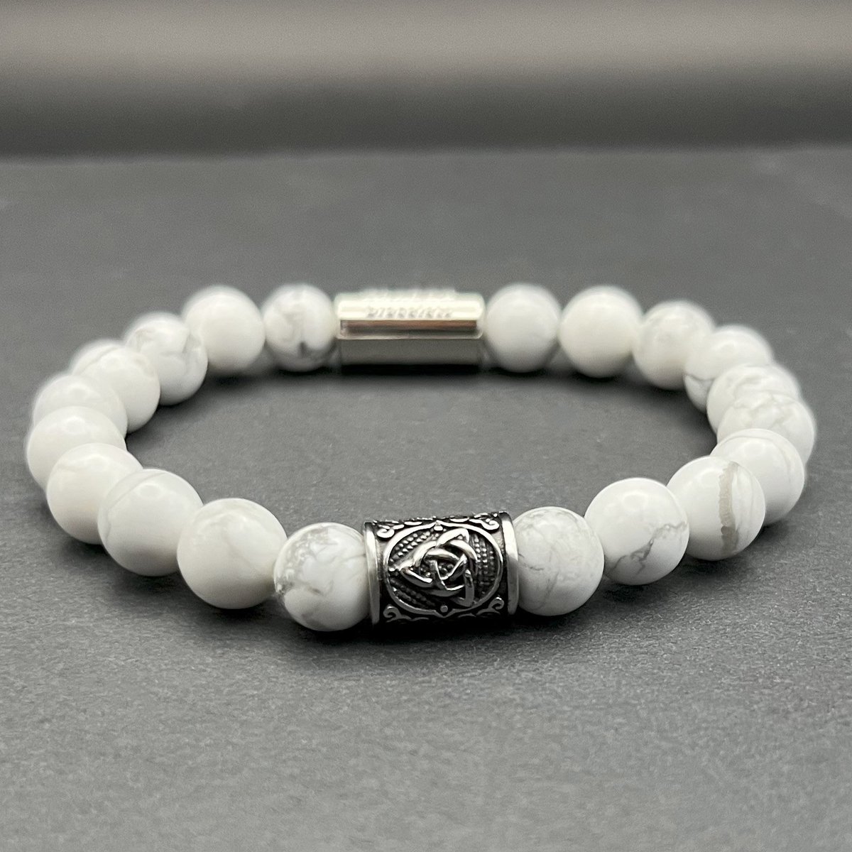 Dragon Bracelets® Heren Armband - Viking Rune White Howlite – Natuurstenen Armband - Wit
