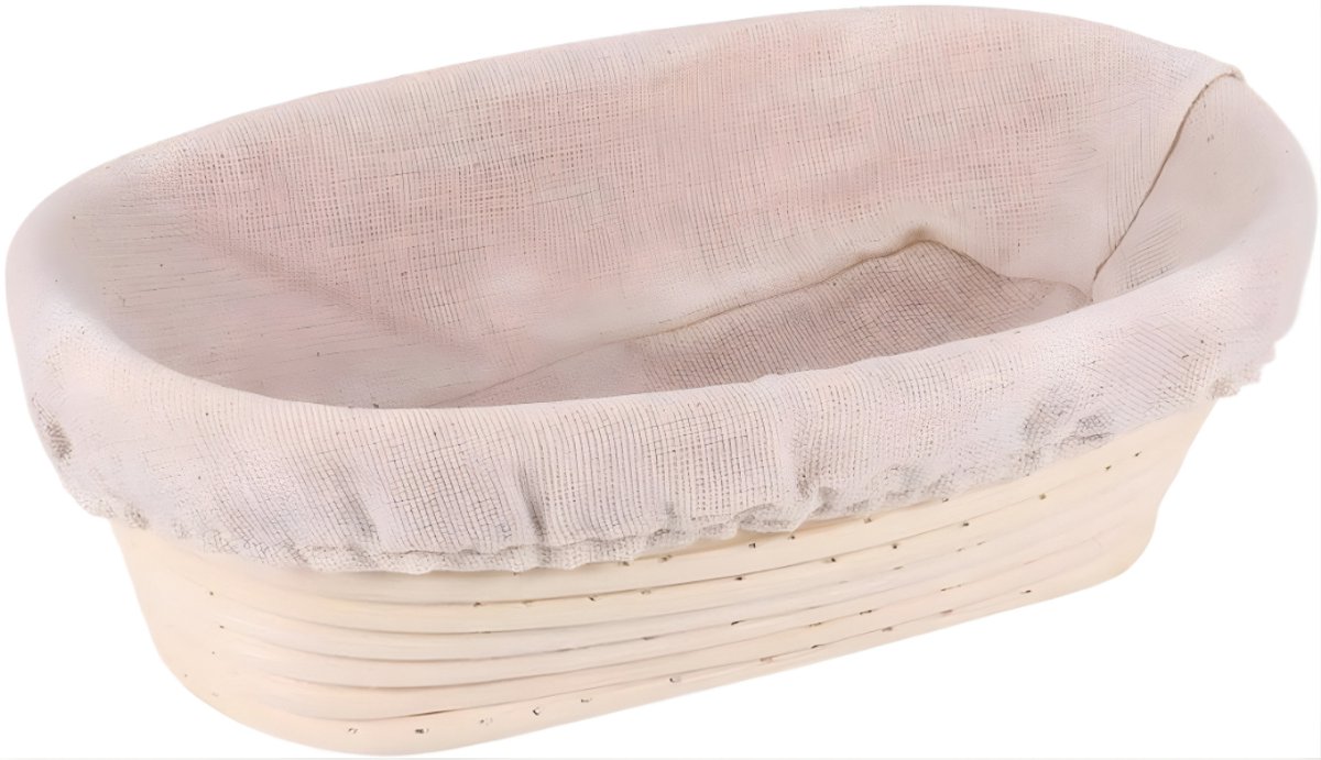 Lìon® Rijsmand - Rijsmandje Broodbakken - Rijsmandje Ovaal - Banneton - Beige - 35cm x 14cm x 7cm
