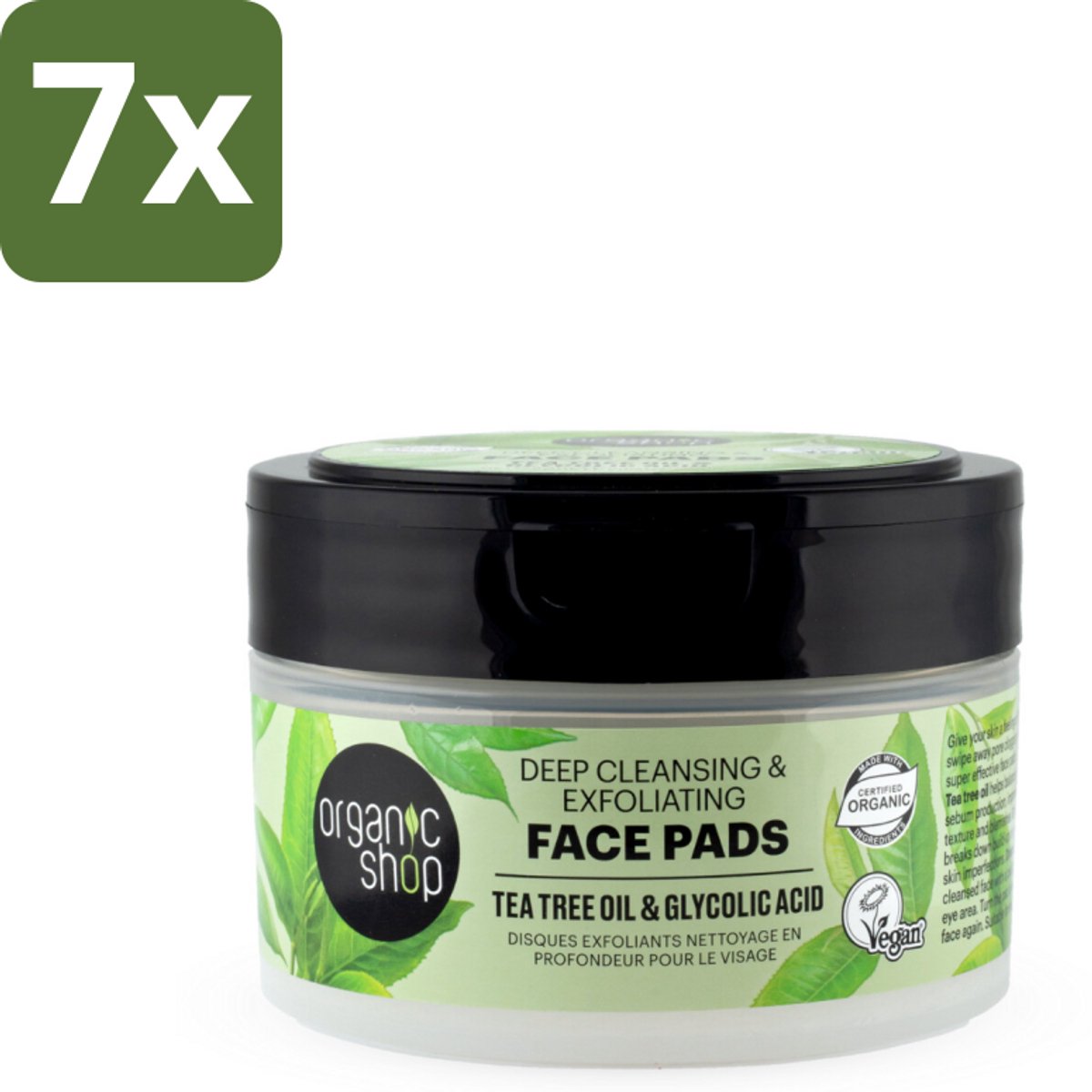 Organic Shop - Face Pads Deep Cleansing - Verfrissend en Reinigen - 20 Pads - Bulkverpakking - 7 stuks