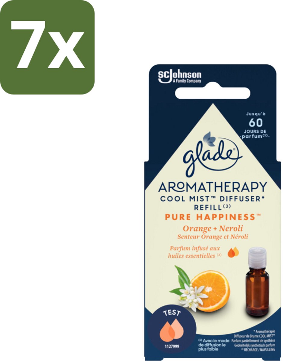 Glade - Mistnavulling Pure Happiness - Aromatherapie - 17,4 ml - Bulkverpakking - 7 stuks