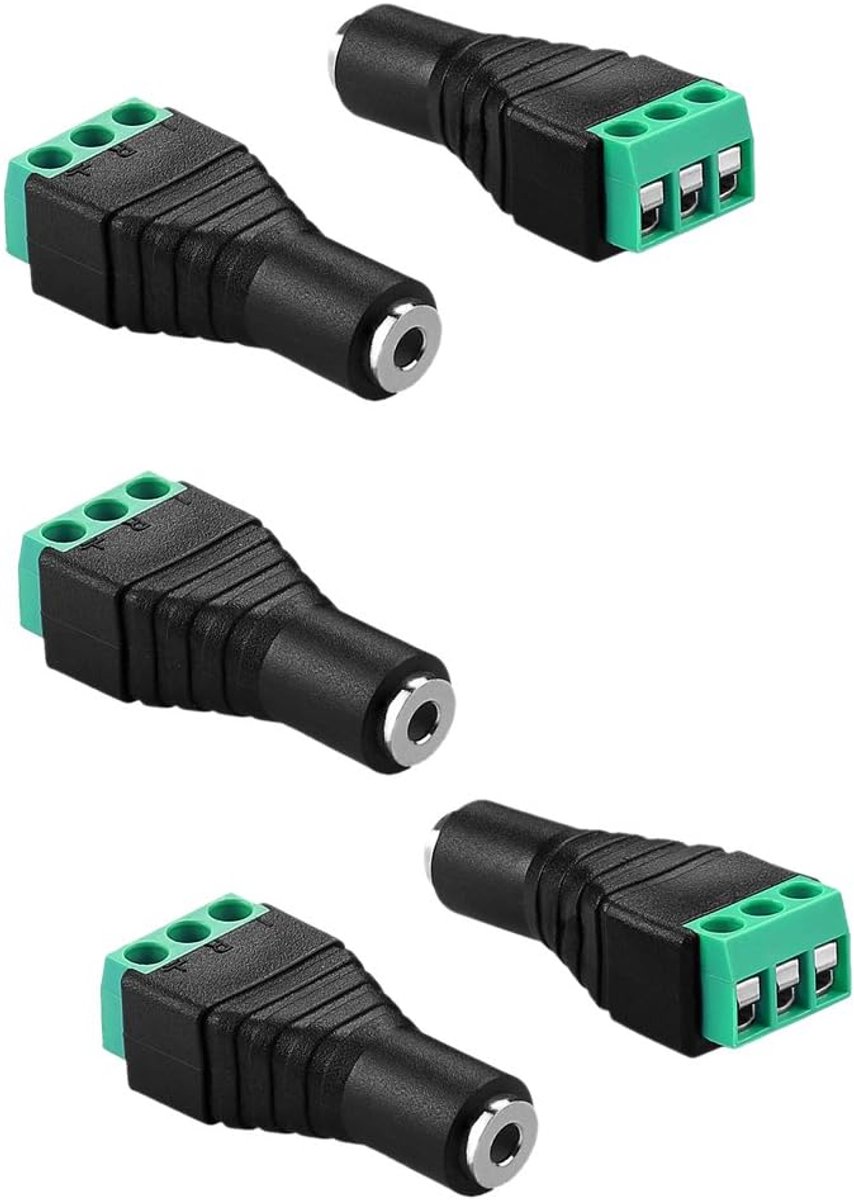 3.5mm Stereo 3 Pin Plug AV Terminal Adapter - 5x Vrouwelijke Aansluiting - Geen soldeerblok - Eenvoudige installatie - ShopVlot
