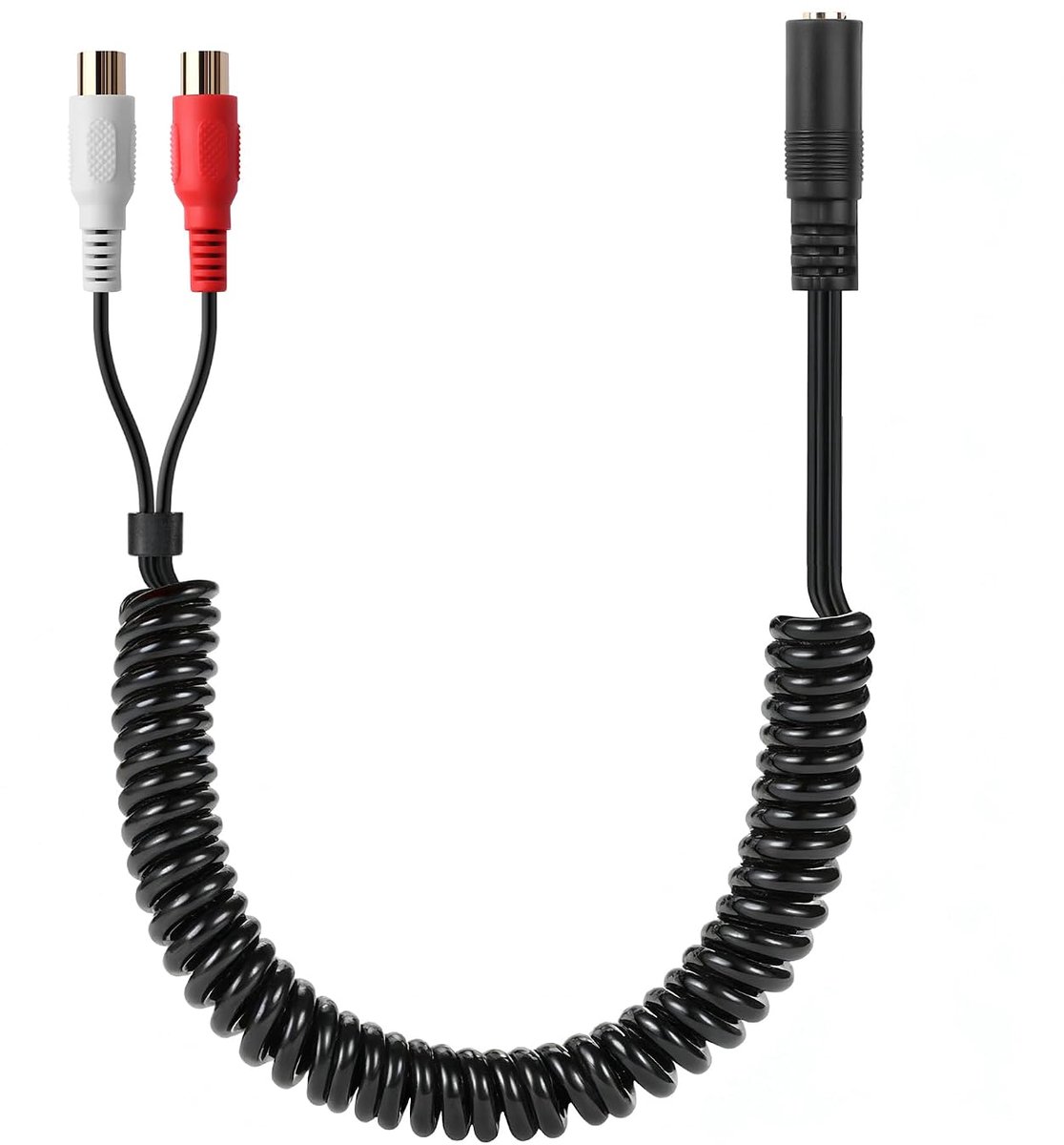 Audio kabel 3.5mm naar 2 RCA - goudgeplateerd - spiralkabel - ideaal voor muziekstreaming - ShopVlot