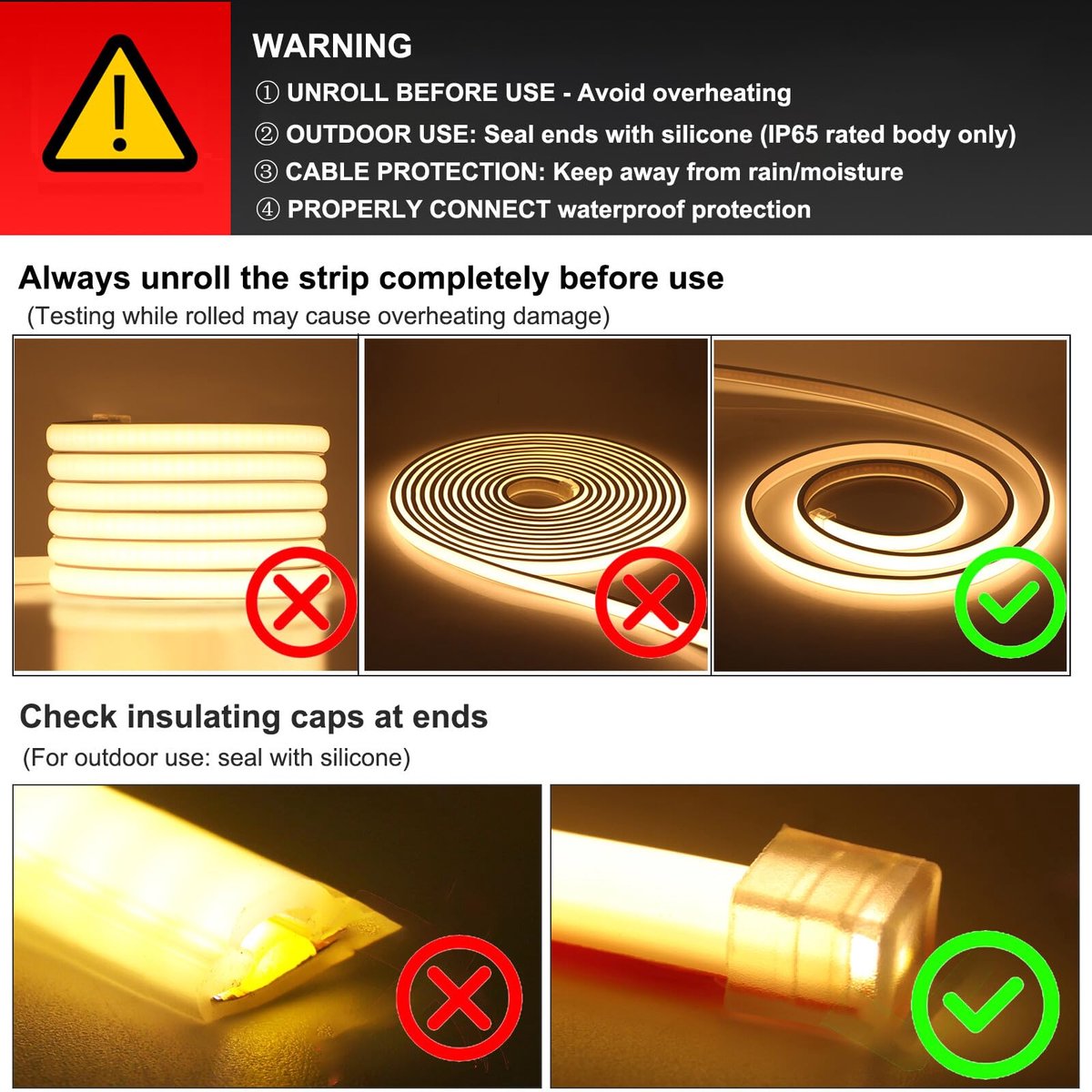 LED-strip 6m - flexibele COB - IP65 waterbestendig - hoge helderheid, ideaal voor sfeerverlichting - ShopVlot