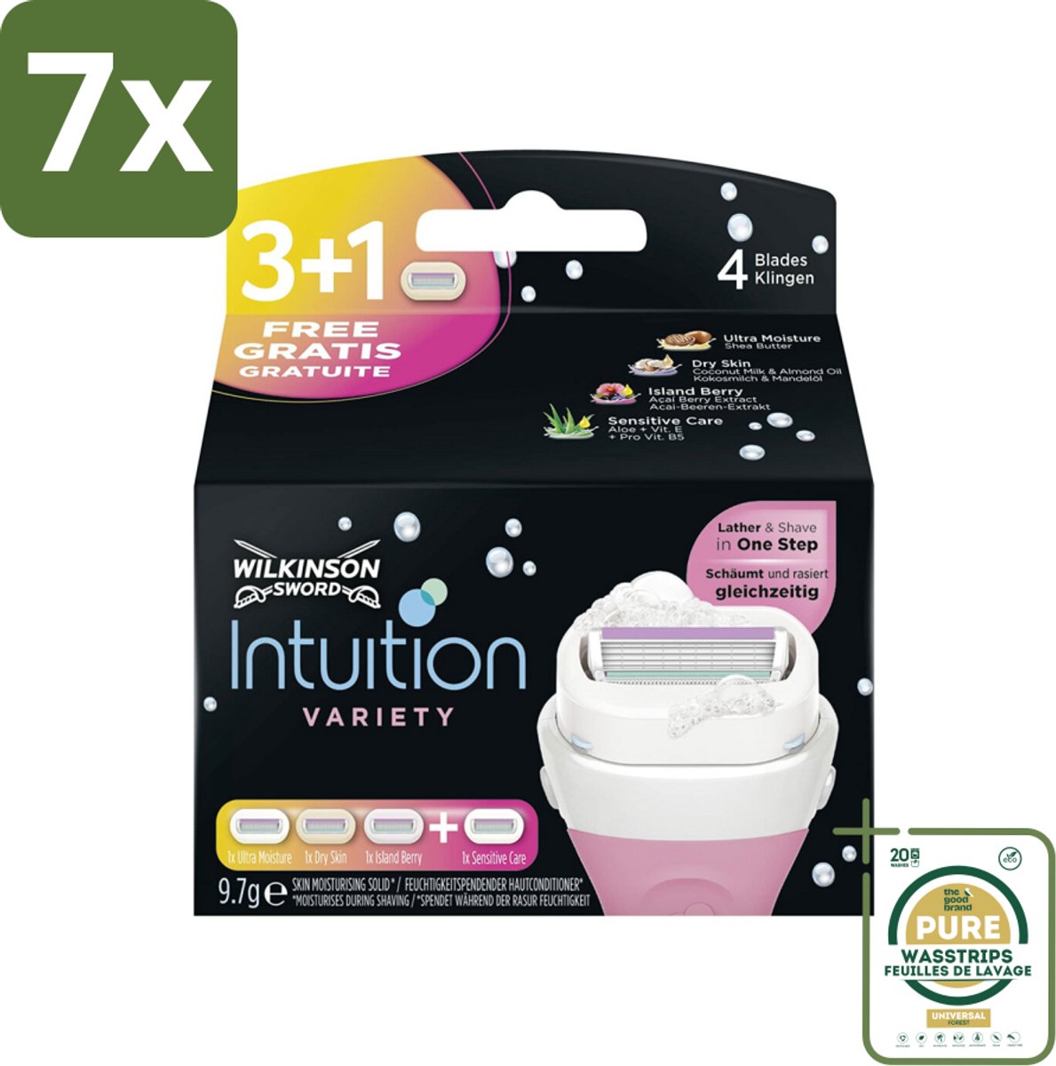 7 x Wilkinson Sword - Navulmesjes - Intuition 2-in-1 Variety - Diverse Gevoelige Huidtypes - 4 mesjes - Grootverpakking - Scheermesje Vrouw - Navulmesjes - Scheerbeurt - Huidverzorging - Schuim En Scheer