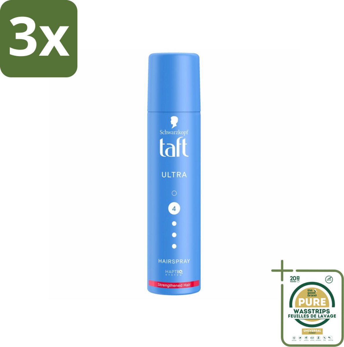 3 x Taft - Ultra 4 - Haarspray Mini - Sterke hold voor onderweg - 75 ml - Grootverpakking - Haarspray - Haarlak - Haarspray Mini - Sterke Hold - Haarspray Voor Onderweg
