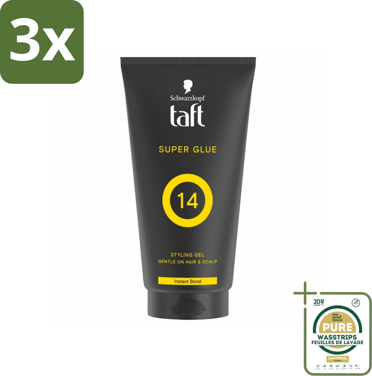 3 x Taft - Super Glue 14 - Styling Gel - Ultieme stevigheid - 150 ml - Grootverpakking - Super Glue Gel - Stylen Haar - Fixatie Gel - Stevige Fixatie - Instant Bond