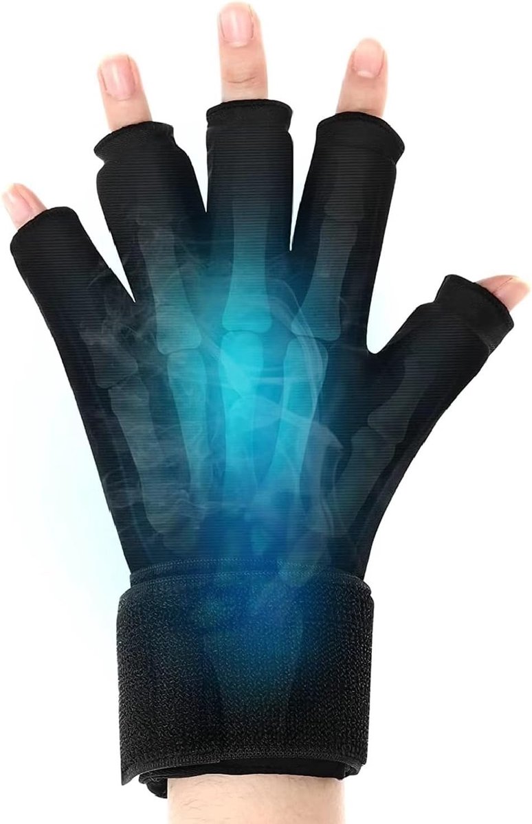 Koude- en Warmte Gelhandschoen - Zwart - Eenheidsmaat - Herbruikbaar voor Koude- en Warmtetherapie - Voor Handen en Polsen