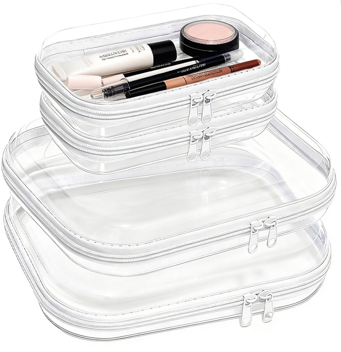 Make-uptas set 3 stuks - waterdicht - transparant - ideaal voor opslag cosmetica - ShopVlot