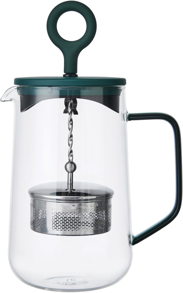 La Cafetière - Theepot - Gyro - Borosilicaatglas - Groen Handvat - Spinning Infuser - 1.25L