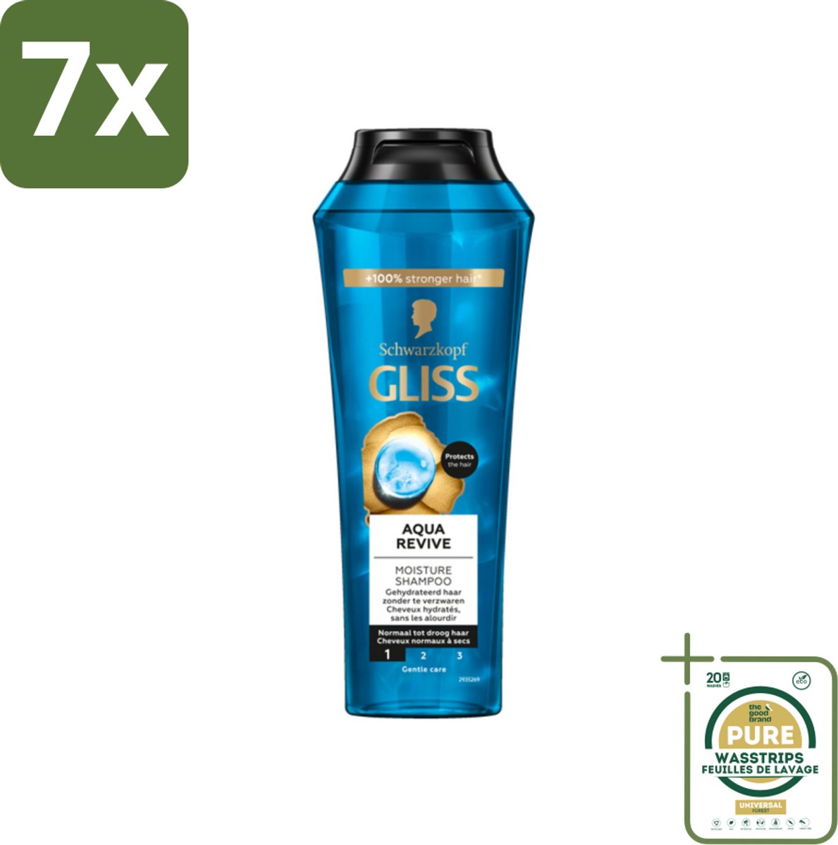 7 x Gliss - Shampoo - Aqua Revive - Voor Hydraterend en Fris Haar - 250 ml - Grootverpakking - Hydraterend Shampoo - Droog Haar - Haarverzorging - Haarhygiëne - Schuimshampoo