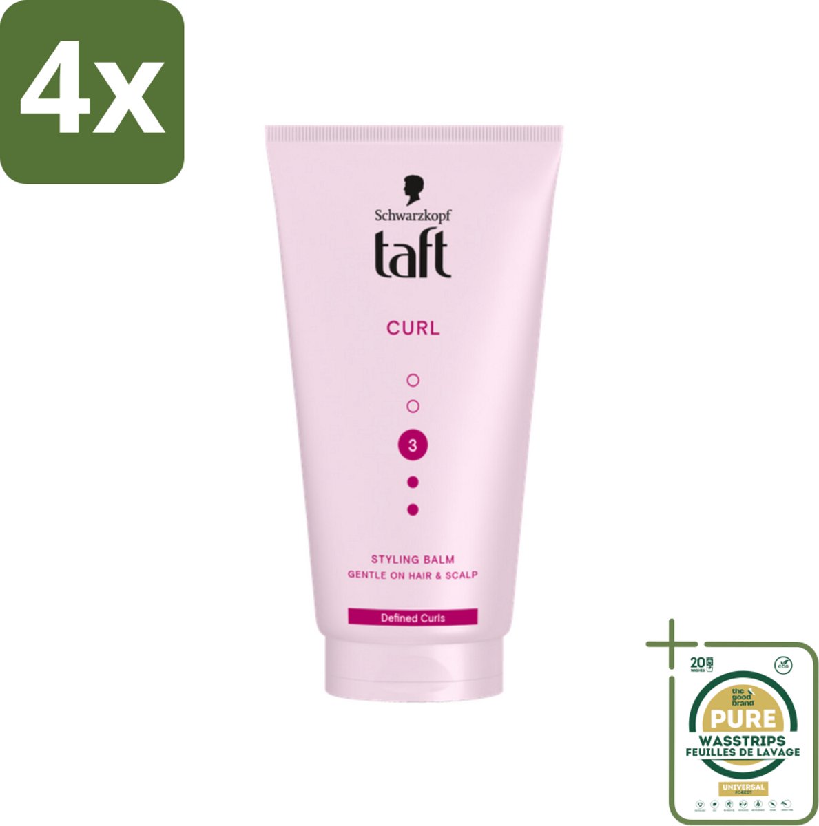 Taft - Styling Balm Curl - Hold 3 - Gedefinieerde krullen - 150 ml - Voordeelverpakking - 4 stuks - Krullen definieren - Krullen fixeren