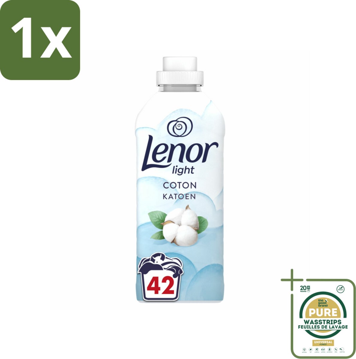 1 x Lenor Light - Wasverzachter - Katoen - Fris & Zacht - 42 Wasbeurten- Wasverzachter Katoen Fris - Wasverzachter Katoen - Wasverzachter Fris - Wasverzachter Katoen Bloemig