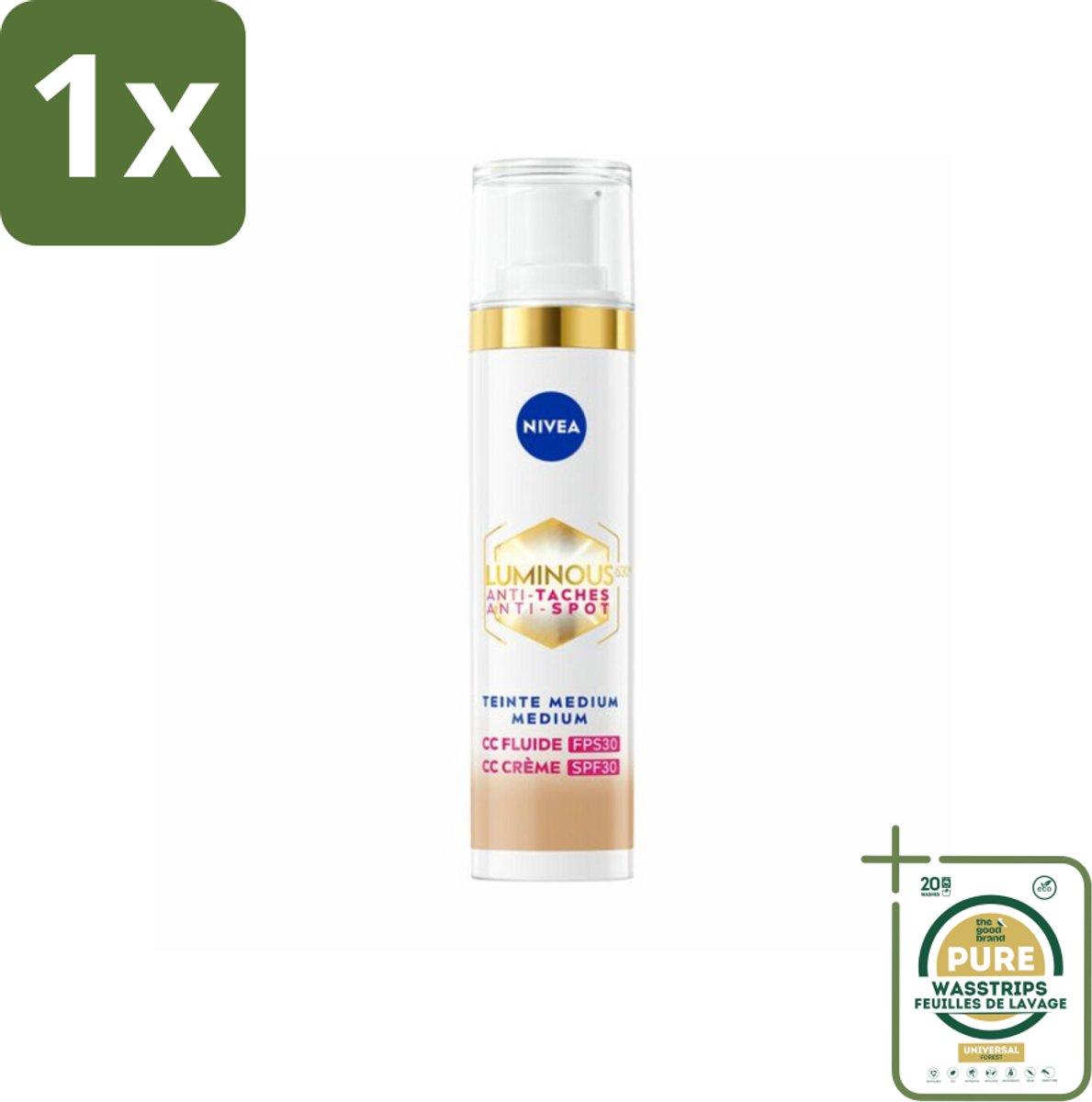 1 x NIVEA - Cellular LUMINOUS630 CC Crème Medium - Gekleurde Dagcrème - Tegen Pigmentvlekken - SPF 30 - 40 ml- Pigmentvlekken - Zonbescherming - Huidverzorging - CC Cream - Stralende Huid