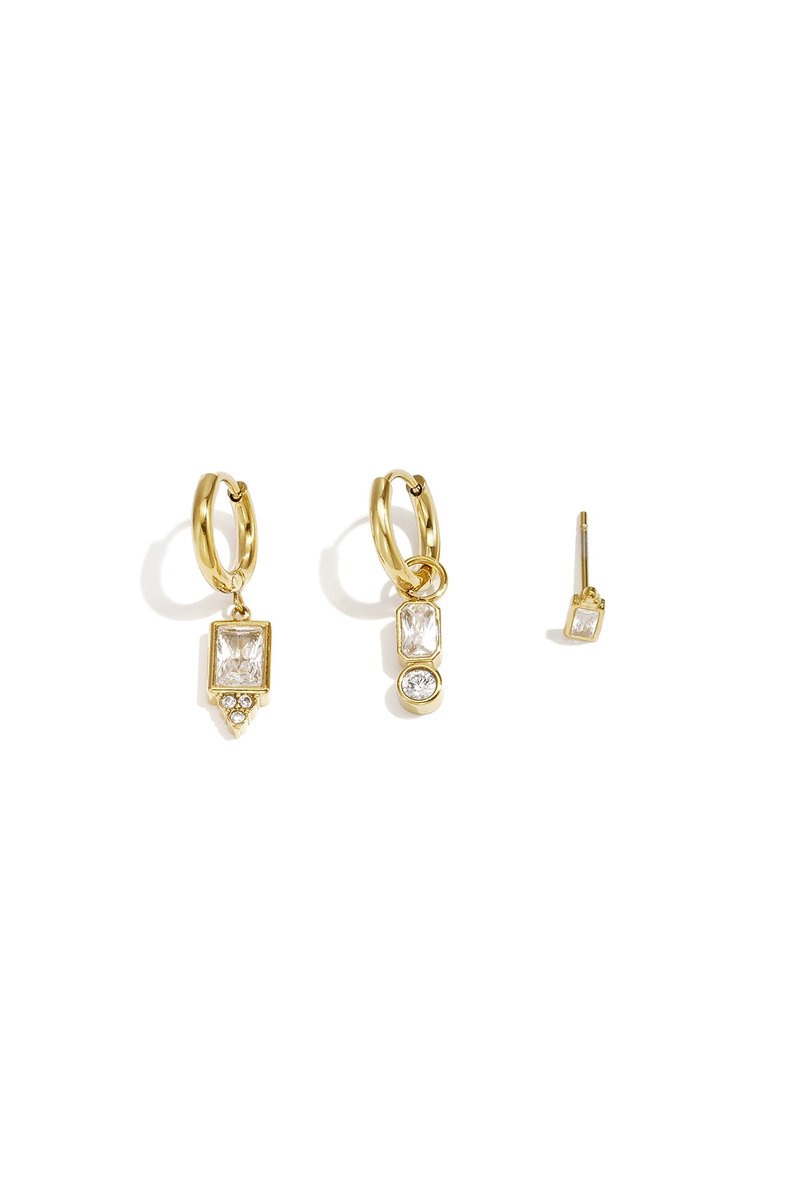 Vara - Oorbellenset - Zirkonium - Stainless Steel - - Wit